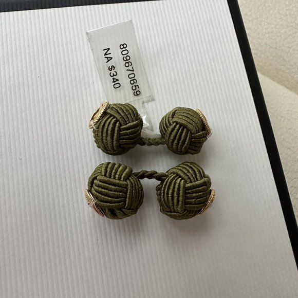NEW Gucci Interlocking G rope cufflinks Green Gold GG Logo - Picture 7 of 9